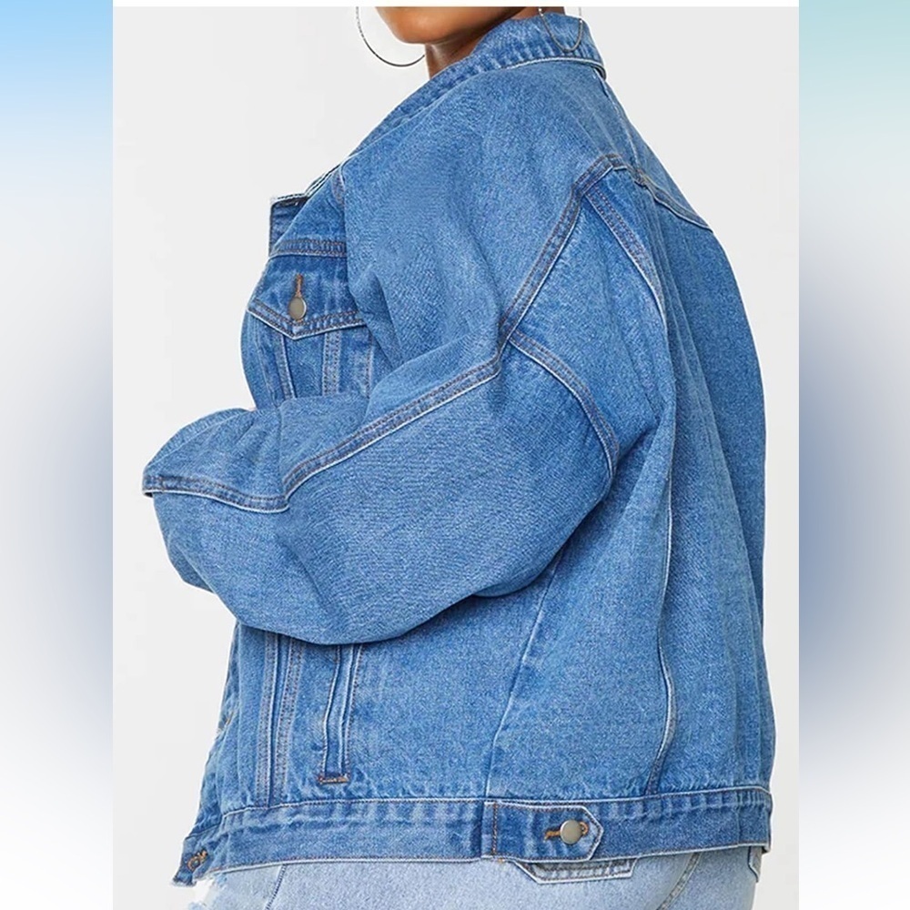 Justalwart trucker denim jacket viscose blended button down coat XL - Picture 3 of 15